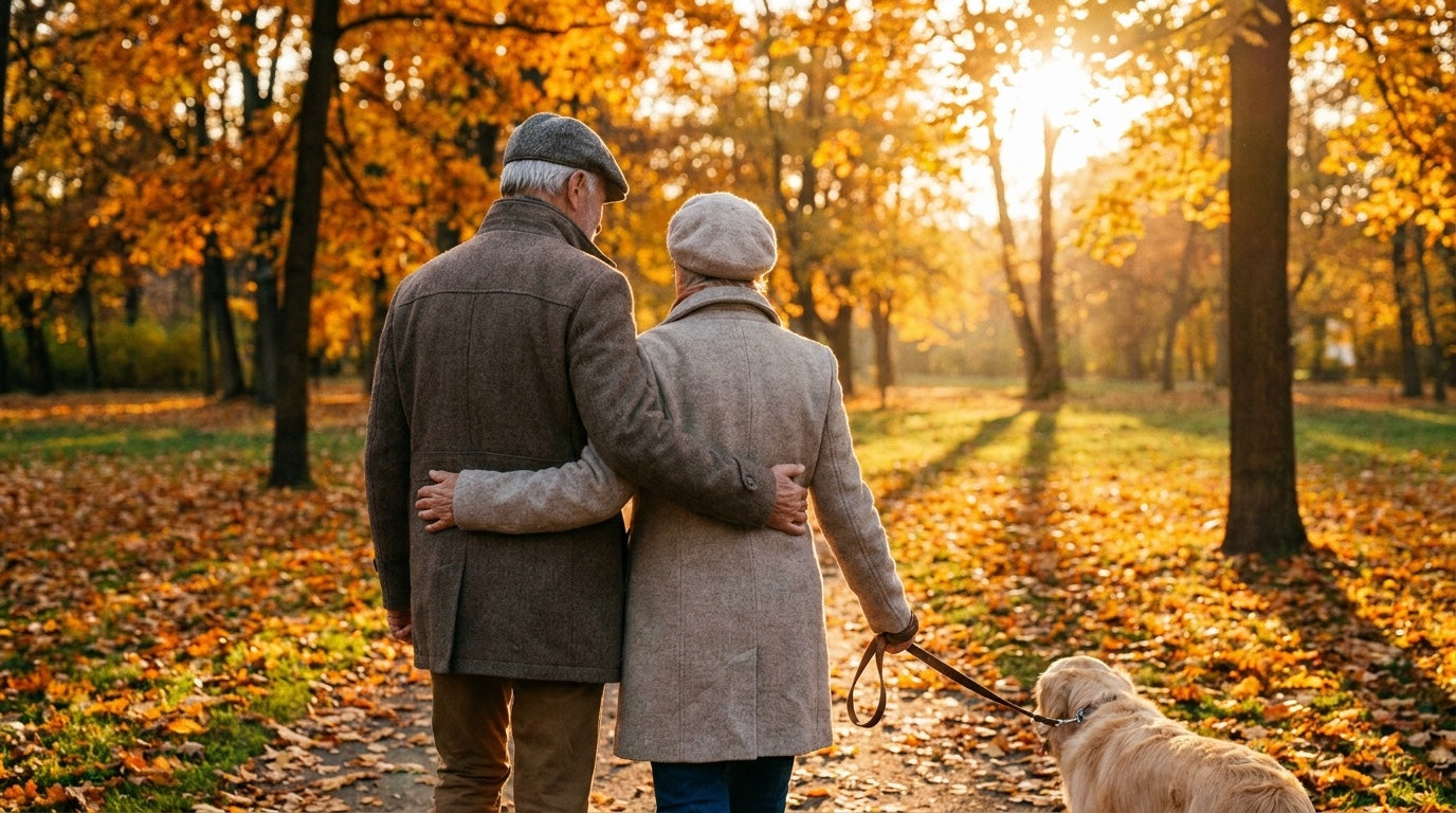 Couple walking in autumn
